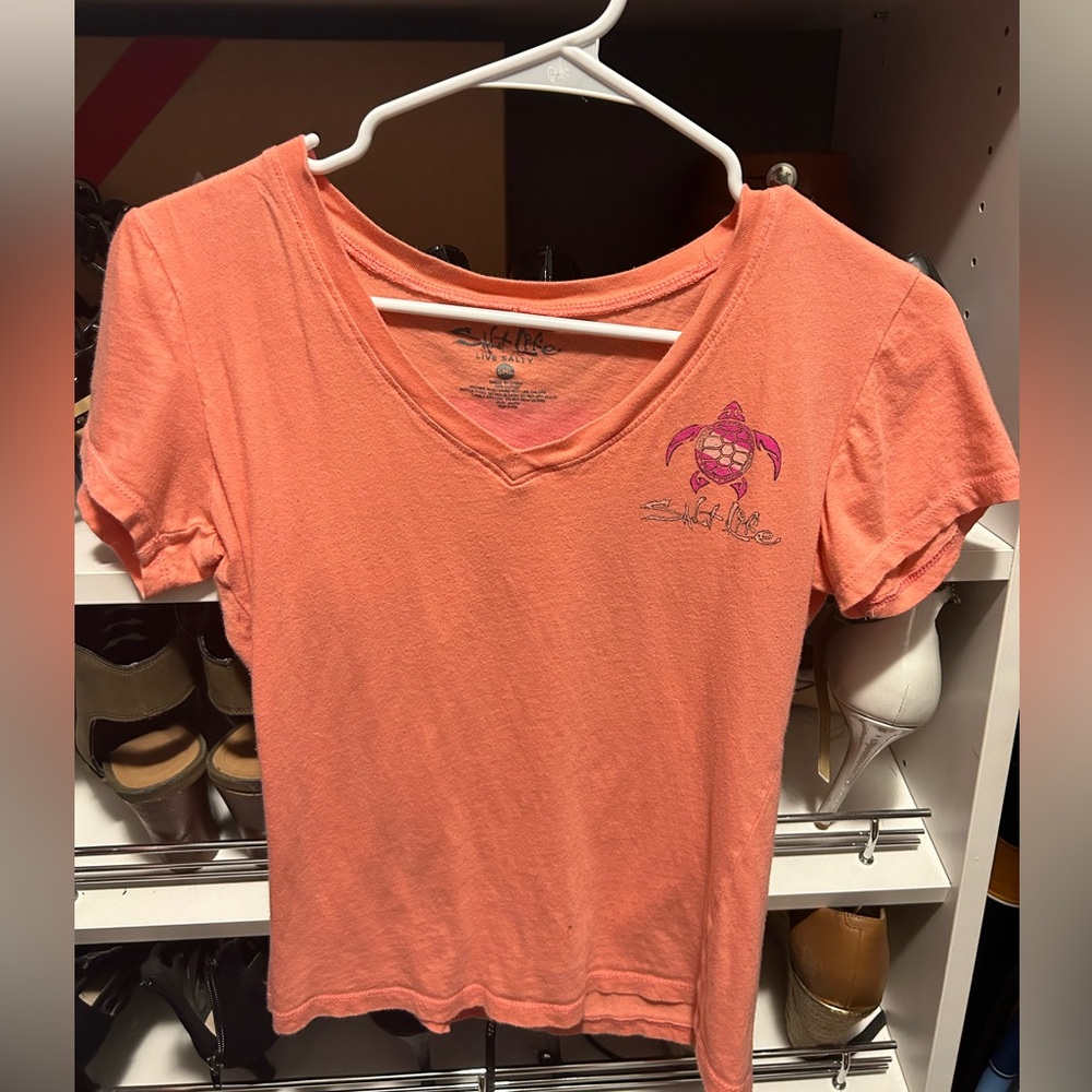 Coral salt life shirt small